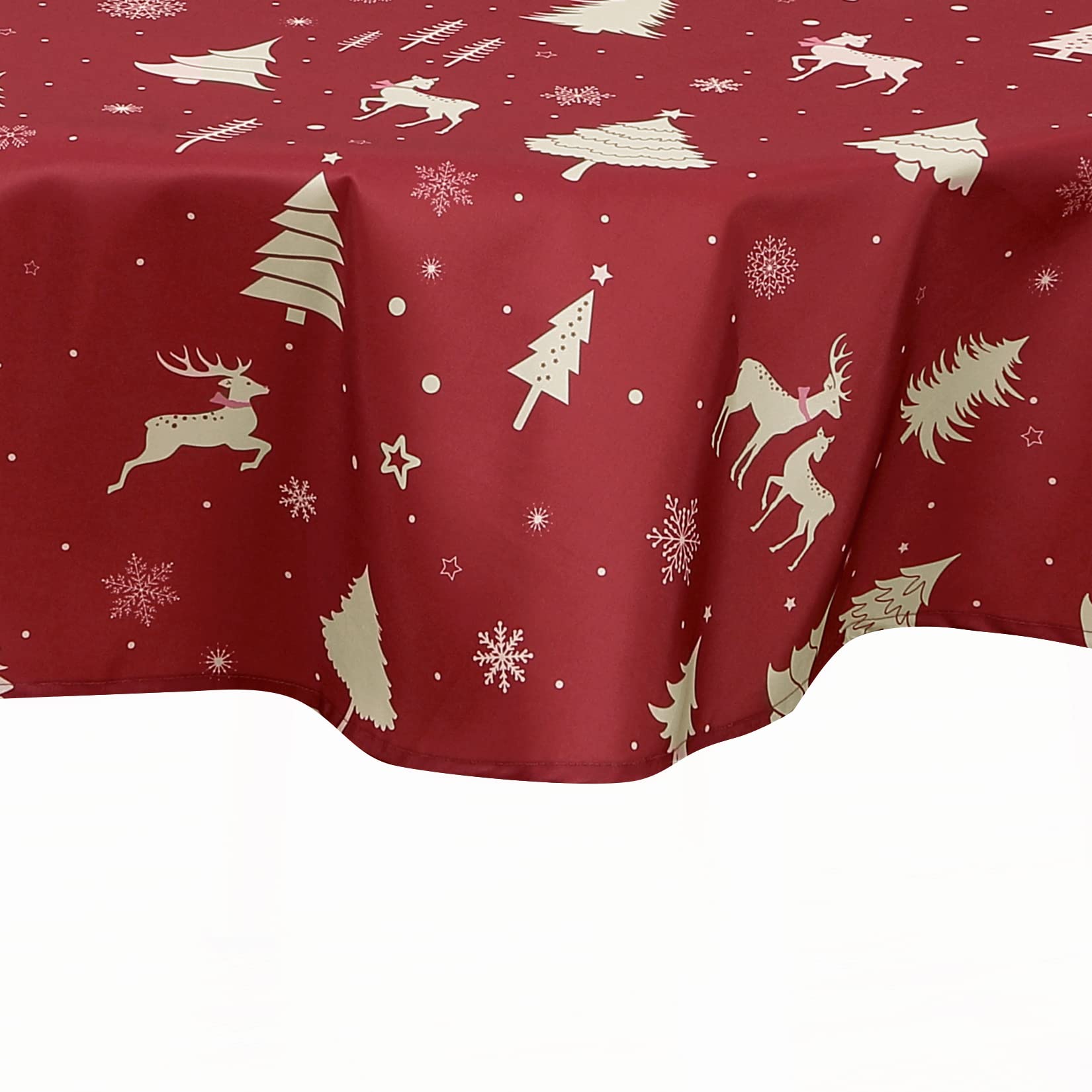 Nappe de Noël ronde GARVEE 152 cm, imperméable et lavable, couleur or, idéale pour les fêtes, la cuisine et la salle à manger. Parfaite pour une décoration festive.