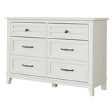 Garvee Commode Farmhouse à 6 tiroirs, en bois blanc, robuste, offrant un grand espace de rangement pour la chambre, le salon ou le couloir - Blanc