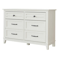 Garvee Commode Farmhouse à 6 tiroirs, en bois blanc, robuste, offrant un grand espace de rangement pour la chambre, le salon ou le couloir