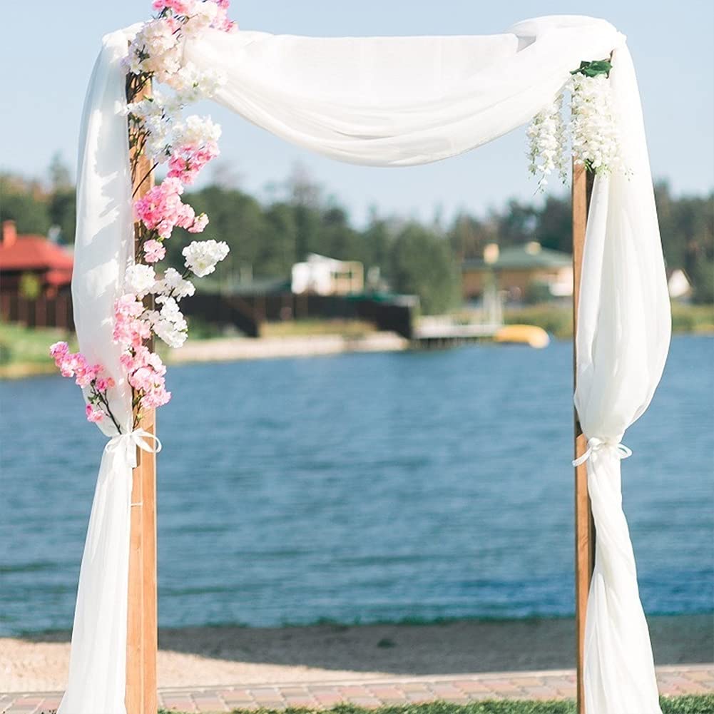 Arche de mariage Garvee en mousseline de soie de haute qualité, drapée en tulle doux, 60 x 550 cm, blanche, pour mariages et fêtes