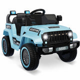 Garvee Voiture électrique enfant 12 V bleue, 2 moteurs de 35 W, télécommande parentale, 3 vitesses, LED, musique et ceinture, 3 à 8 ans - Bleu