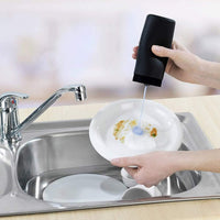 Distributeur de liquide vaisselle rechargeable Garvee, flacon en silicone, facile à presser, distributeur de savon pour les mains pour la cuisine et la salle de bain, noir