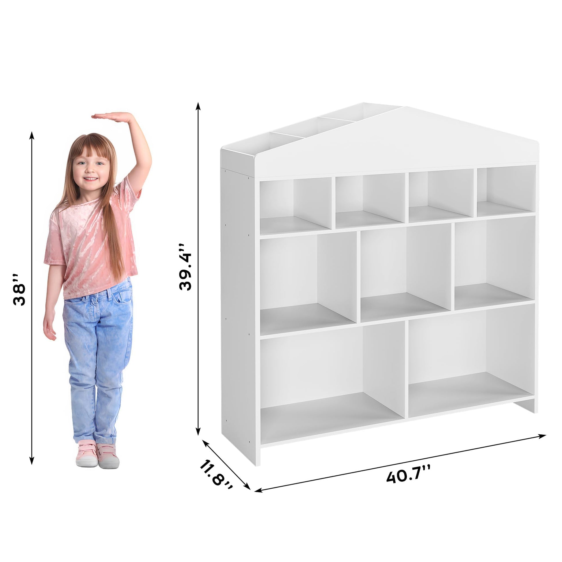 Étagère de rangement pour jouets Garvee, 9 compartiments, bibliothèque pour enfants, bois blanc, 103,5 cm, robuste, polyvalente, pour salle de jeux