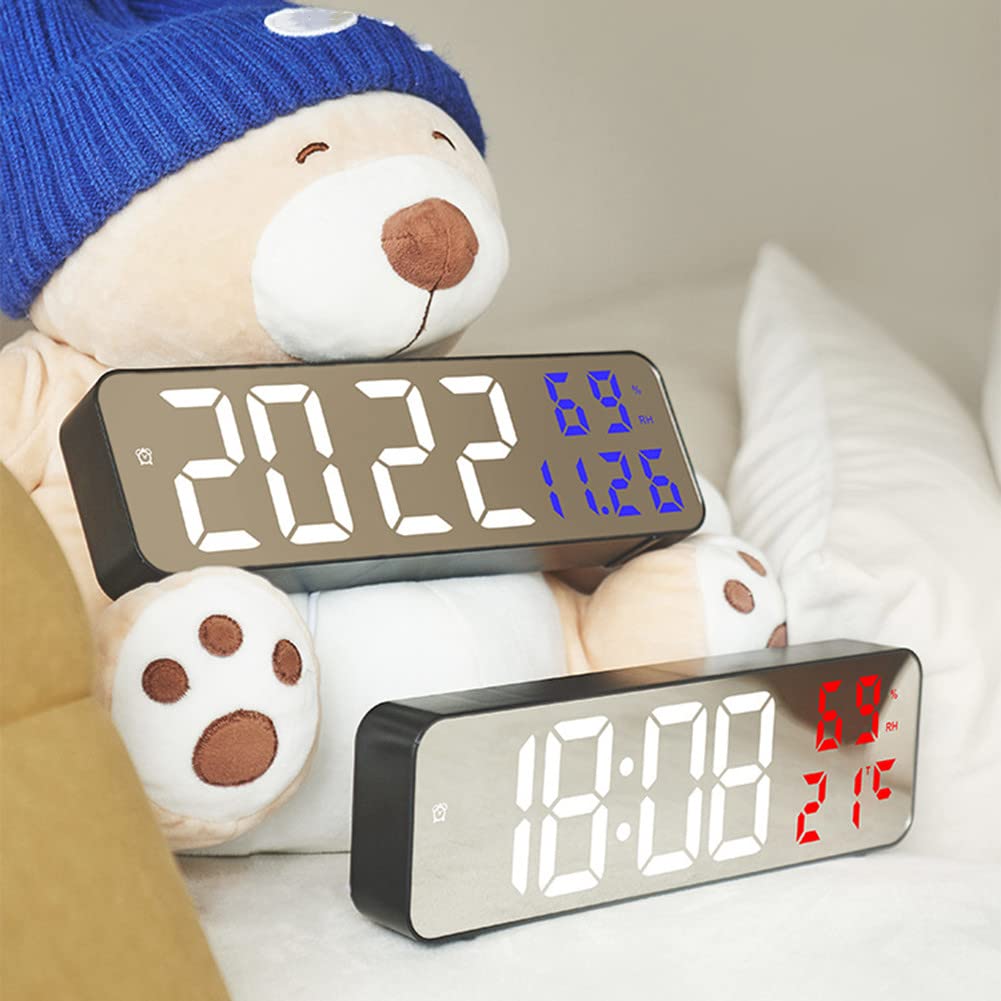 Horloge murale numérique LED Garvee, grand écran, rouge, pour salon, bureau, contrôle automatique de la luminosité, heure, température, humidité