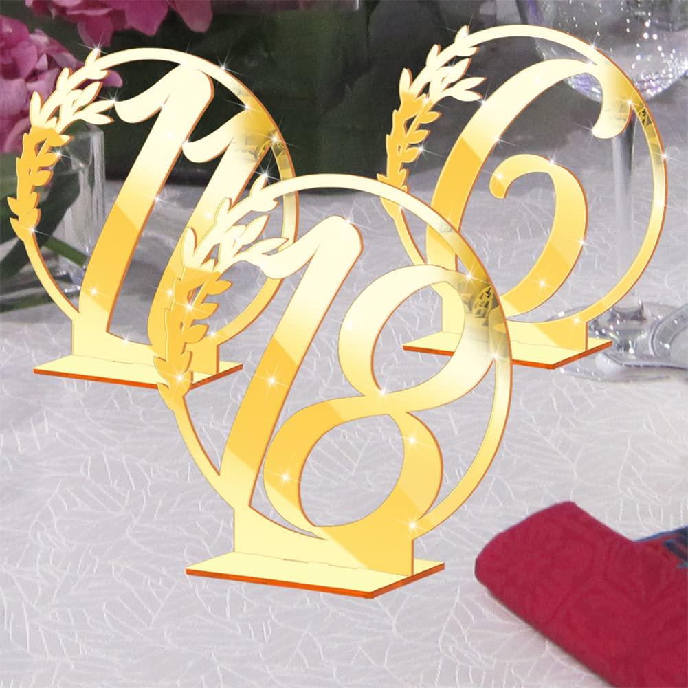 Numéros de table de mariage Garvee, cartes dorées à effet miroir avec support, décoration élégante pour événements, numéros de 1 à 20, réception traiteur