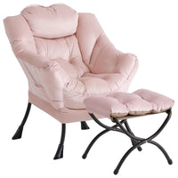 Fauteuil relax Garvee avec repose-pieds, rose, ergonomique et stable, pour salon et bureau, en peluche, pliable