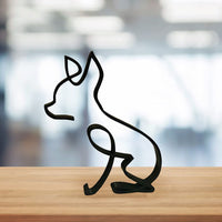 Sculpture murale en métal Garvee représentant un chien. Art minimaliste géométrique abstrait en fil de fer, robuste et décoratif pour la maison ou le bureau (noir).