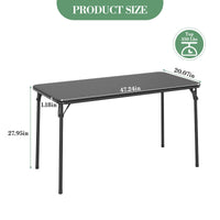 Table pliante Garvee à 4 pieds avec pieds en métal, plateau en cuir PU, robuste pour une utilisation intérieure et extérieure, noire, gain de place