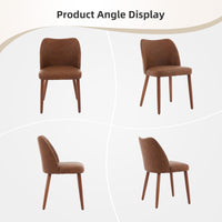 Ensemble de 2 chaises de salle à manger Garvee, cuir, dossier à oreilles, pieds en bois, style moderne, marron, pour salle à manger et salon