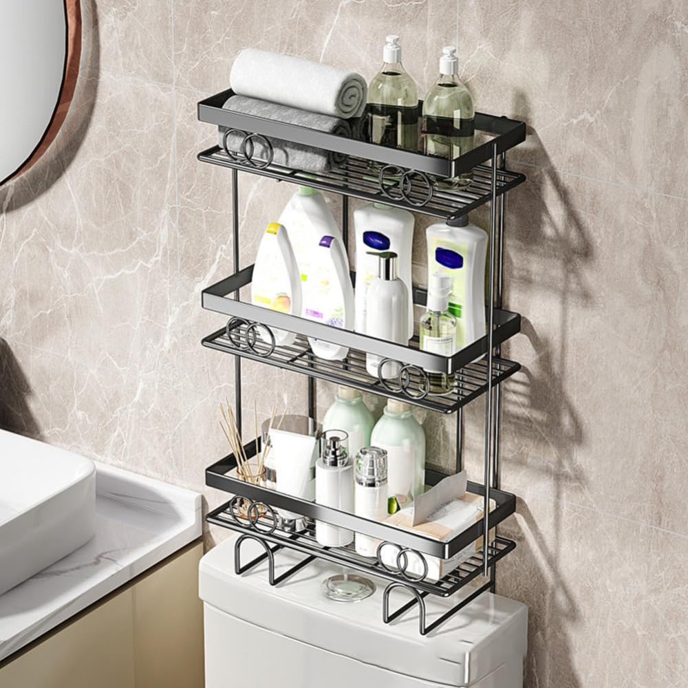 Organisateur de salle de bain Garvee à 3 niveaux à installer au-dessus des toilettes, sans perçage, robuste, gain de place, pour les petites salles de bain