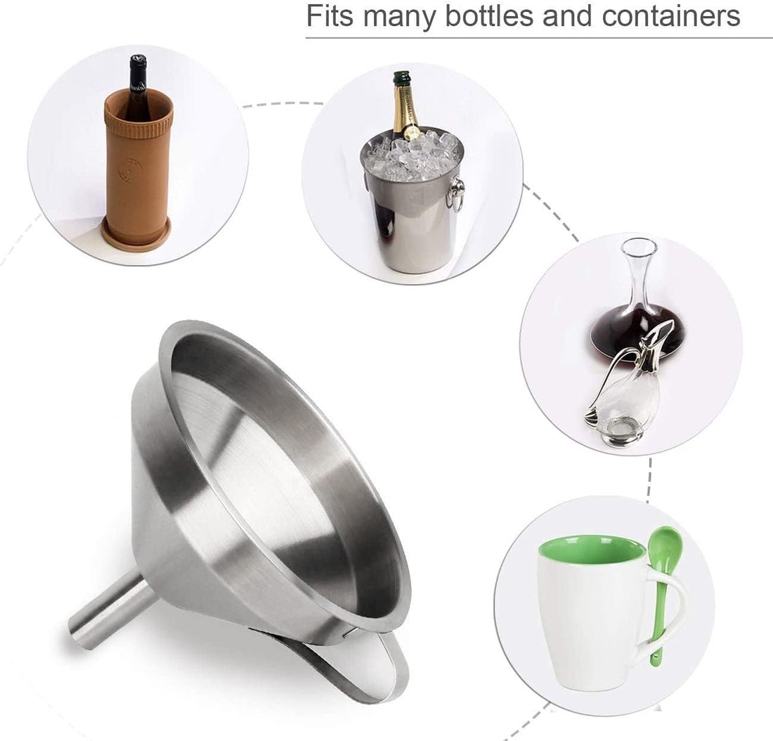Entonnoir Garvee en acier inoxydable de 12,7 cm (5 pouces) avec passoire à mailles de 200 pour filtrer et transvaser les liquides, couleur : argent