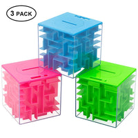 Coffret de tirelires labyrinthe Garvee, casse-tête intelligent pour enfants et adultes, 8 x 8 x 8 cm, coloré