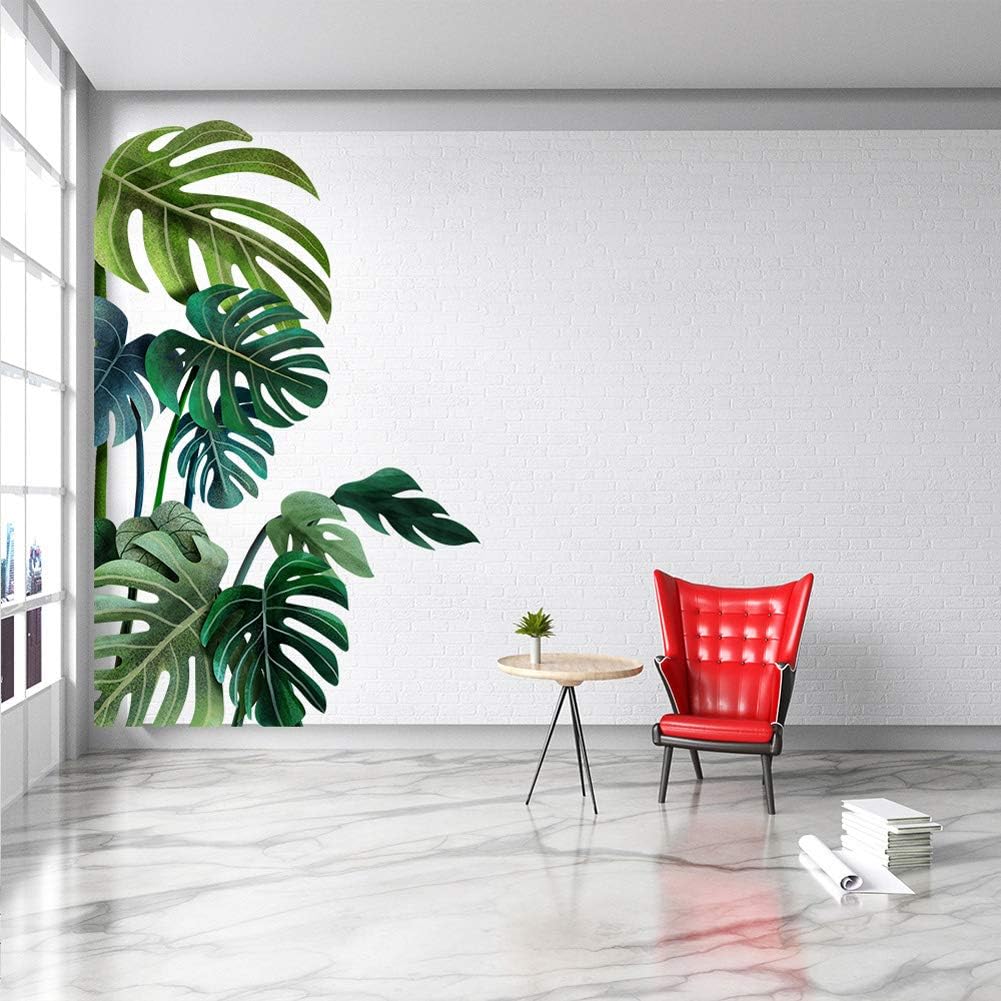 Stickers muraux autocollants Garvee à motifs de feuilles vertes tropicales pour chambre d'enfant, salon, chambre à coucher, salle de bain, bureau, fenêtre, variante droite