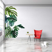 Stickers muraux autocollants Garvee à motifs de feuilles vertes tropicales pour chambre d'enfant, salon, chambre à coucher, salle de bain, bureau, fenêtre, variante droite