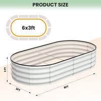 Garvee Lot de 2 Jardinières Ovales Surélevées 183 × 91 × 30 cm en Acier Galvanisé Blanc Crème, Drainage Optimal, Résistantes et Stables, pour Jardin et Terrasse