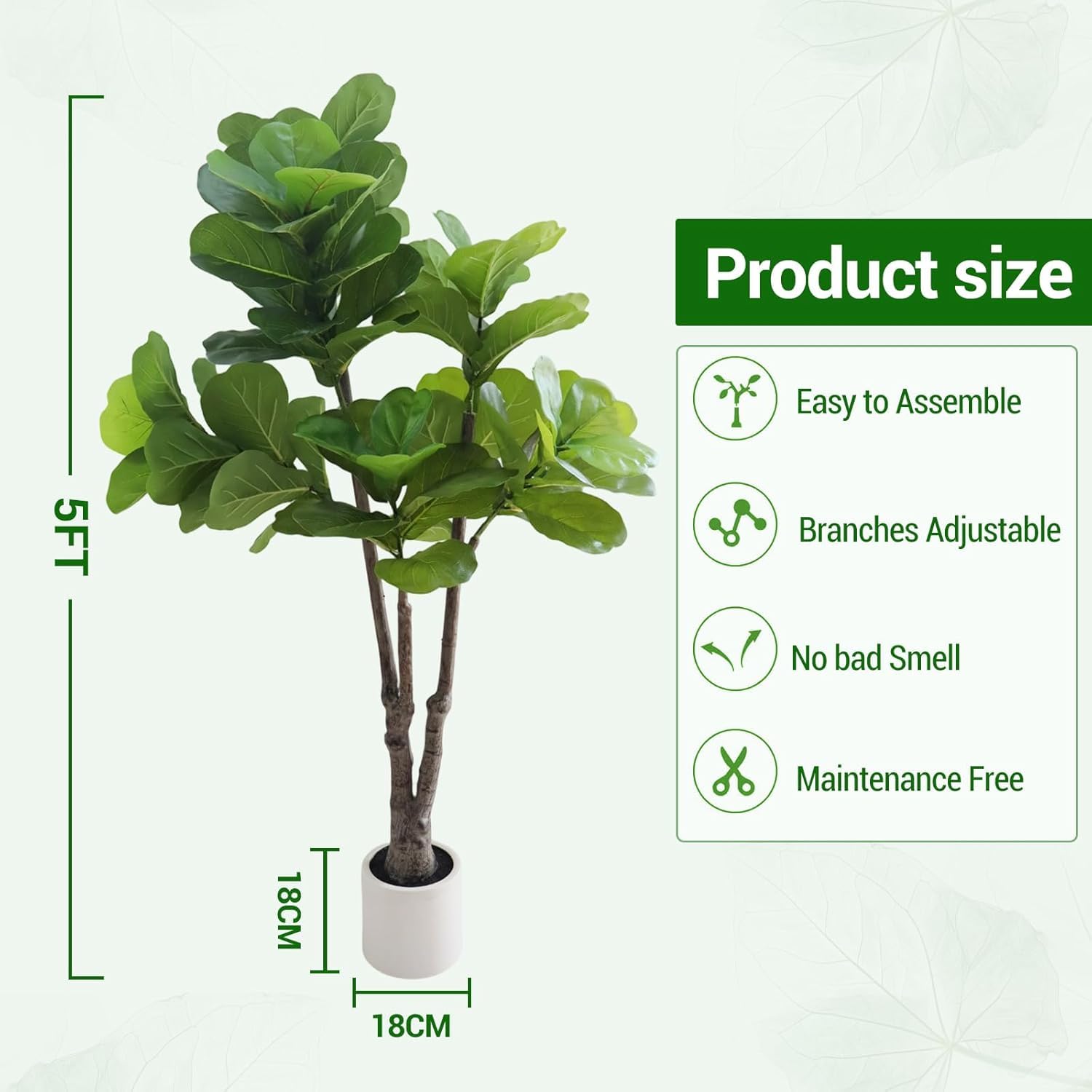 Arbre artificiel d'intérieur Garvee de 1,5 m, réaliste, sans entretien, matériau de haute qualité, polyvalent et durable, idéal pour la décoration de la maison et du bureau, vert.