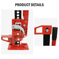 Garvee Cric agricole haute levée 84 cm en acier, capacité 3 tonnes, cric tout-terrain rouge pour 4 × 4, quad, levage, traction et dépannage agricole