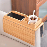 Plateau d'accoudoir de canapé Garvee, en bois, avec porte-gobelet amovible pour salon, pliable 3 en 1 en bambou naturel
