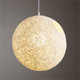 Garvee suspension d'extérieur rotin tressé - abat-jour rond 15 cm - Style Bohème Fait Main - Luminaire Jardin porche Salon - 7 couleurs vives, Blanc - Blanc