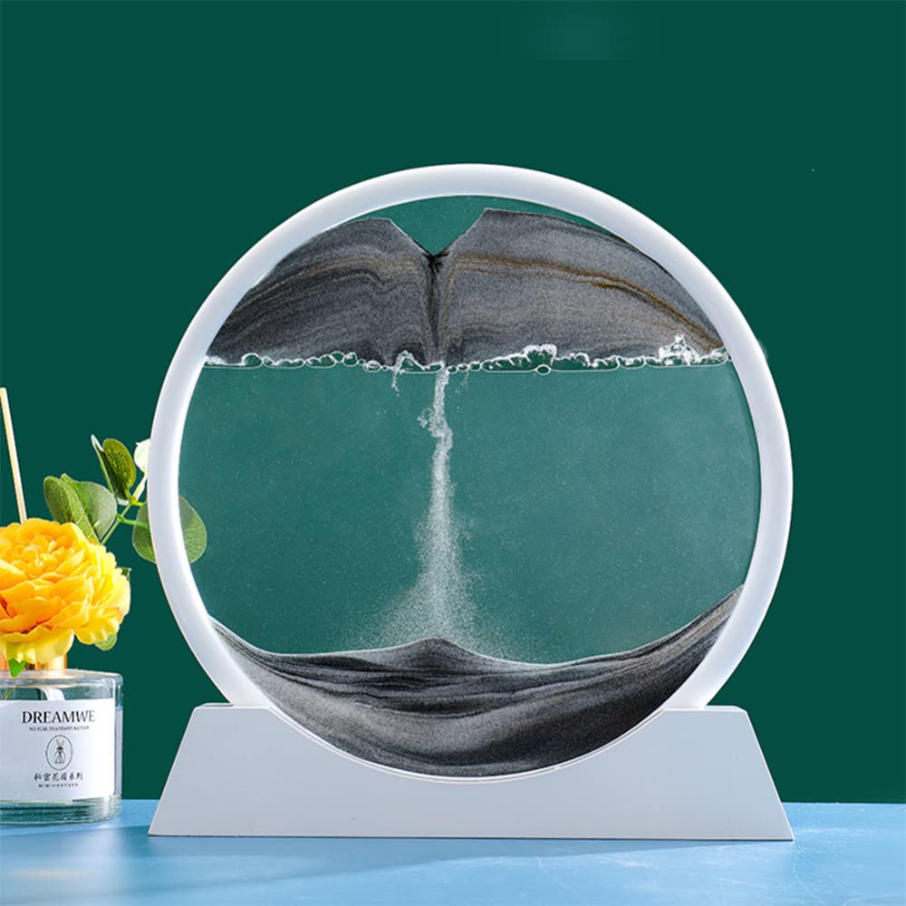 Décoration murale en sable mouvant Garvee, tableau rond 3D en plastique représentant un paysage de sable des profondeurs marines, noir, pour la maison, le salon ou le bureau.