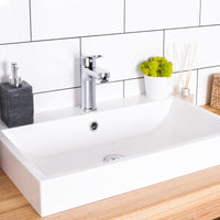 Mitigeur de salle de bain Garvee, hauteur de bec 128 mm, finition chromée, économie d'eau pour salles de bain modernes et toilettes invités