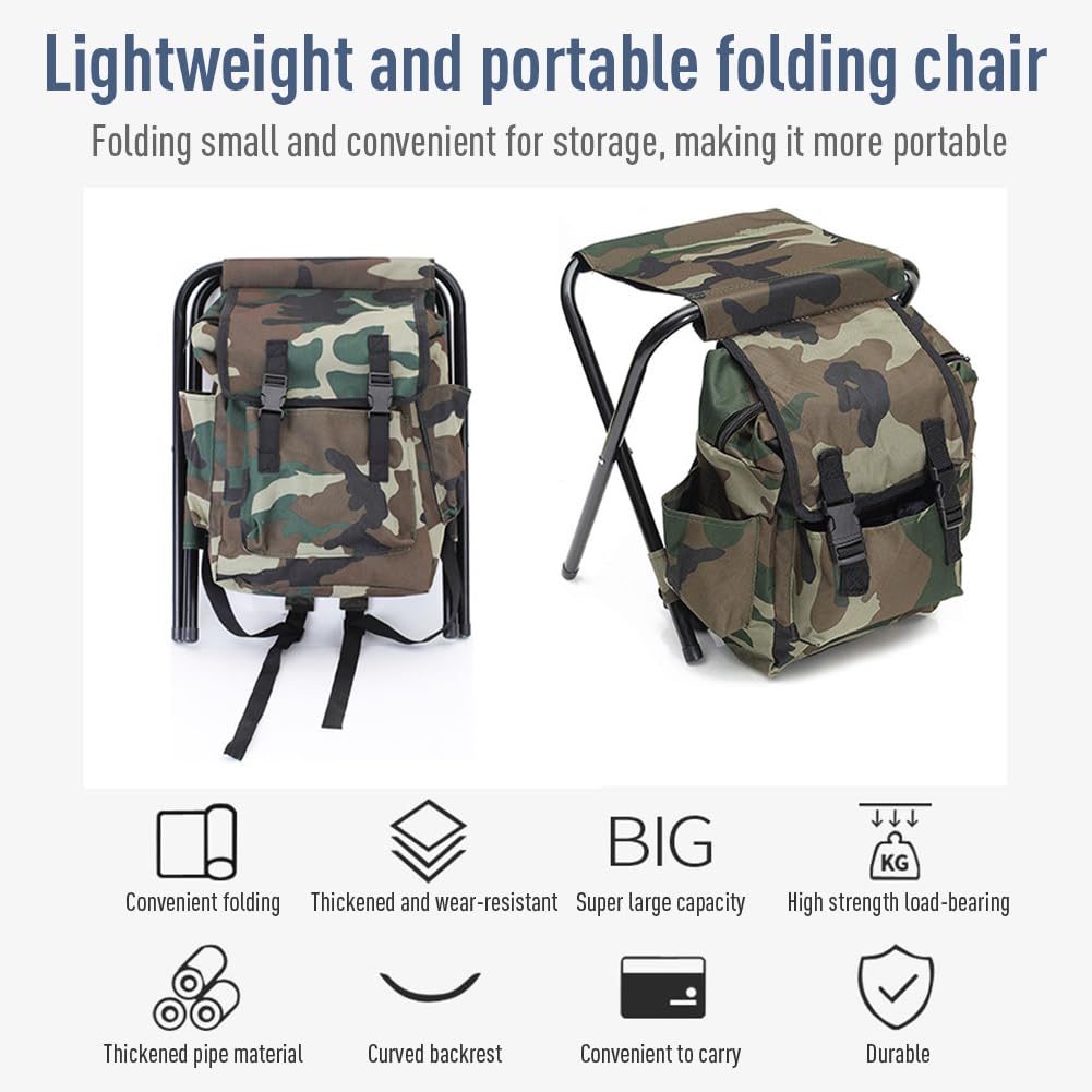 Chaise de randonnée portable Garvee, pliable et résistante à la pluie, idéale pour l'alpinisme et la pêche. Charge maximale : 100 kg. Tissu Oxford. Convient pour le camping, la randonnée et les voyages.