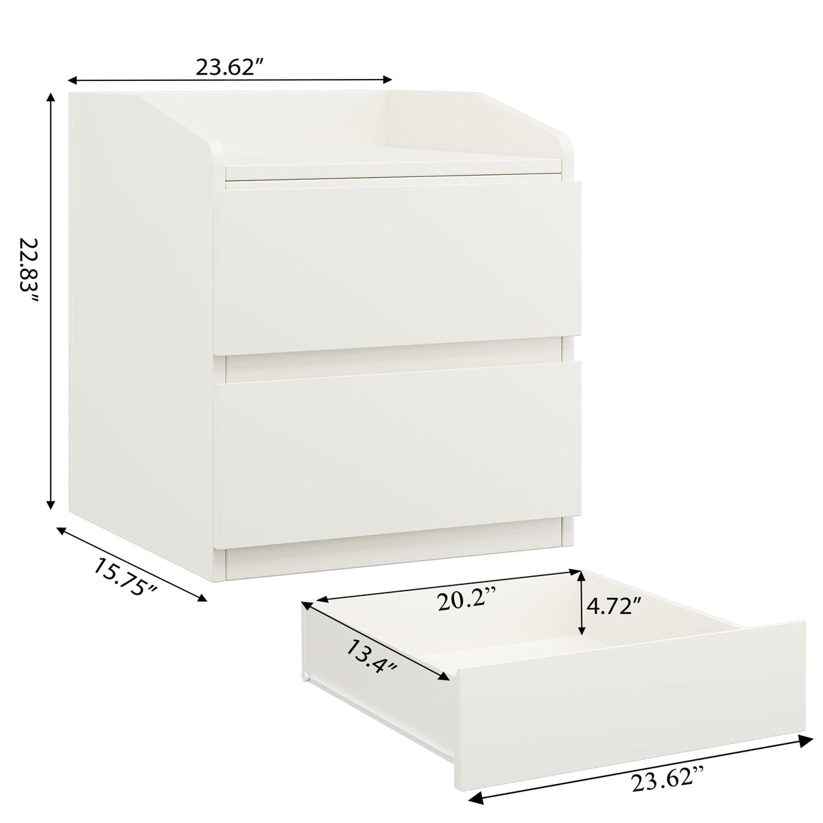 Garvee Table de chevet blanche, table de nuit pour sommier tapissier, commode de nuit à 2 tiroirs, montage facile, peut servir de table d'appoint, de table basse, de meuble de rangement ou de table basse pour la chambre ou le salon.