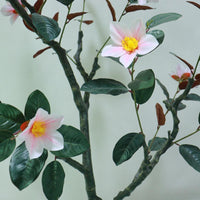 Magnolia artificiel Garvee de 1,80 m avec fleurs et feuilles épanouies, pot robuste pour salon et bureau, vert