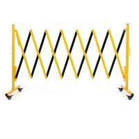 Barrière métallique extensible industrielle Garvee de 3,35 m (11 pi) avec roues, pliable, en alliage d'aluminium, pour chantiers et parkings, robuste et facile à assembler.
