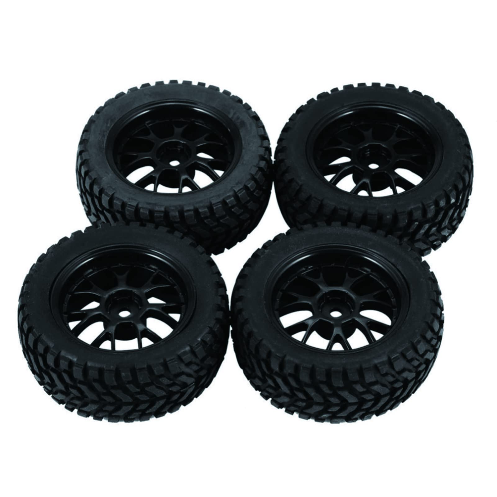 Ensemble de 4 pneus tout-terrain radiocommandés Garvee de 75 mm avec inserts hexagonaux en mousse de 12 mm et jantes en plastique et caoutchouc pour véhicules tout-terrain Wltoys à l'échelle 1/14 et 1/16.