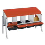 Garvee Nichoir Pondoir pour Poules 4 Compartiments avec Support, Métal Galvanisé avec Poignée en Plastique, Plateau Amovible, Montage Facile, Orange - Orange