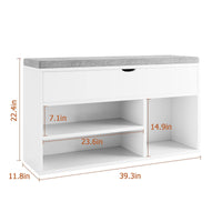 Banc de rangement Garvee avec étagère à chaussures, 2 niveaux, assise rembourrée, en bois aggloméré, pour entrée ou chambre, 100 x 30 x 57 cm