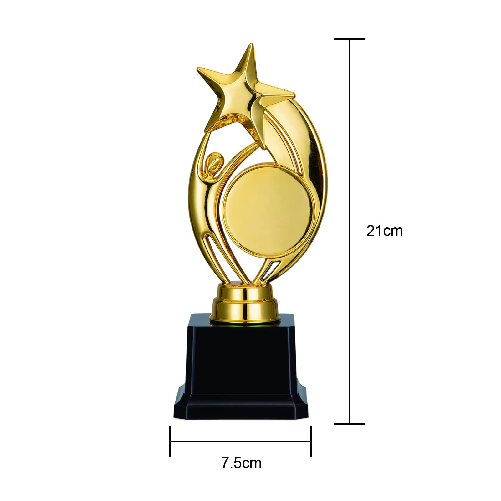 Trophée Garvee Étoile d'Or avec autocollants à personnaliser pour compétitions et fêtes, 21,6 cm, or