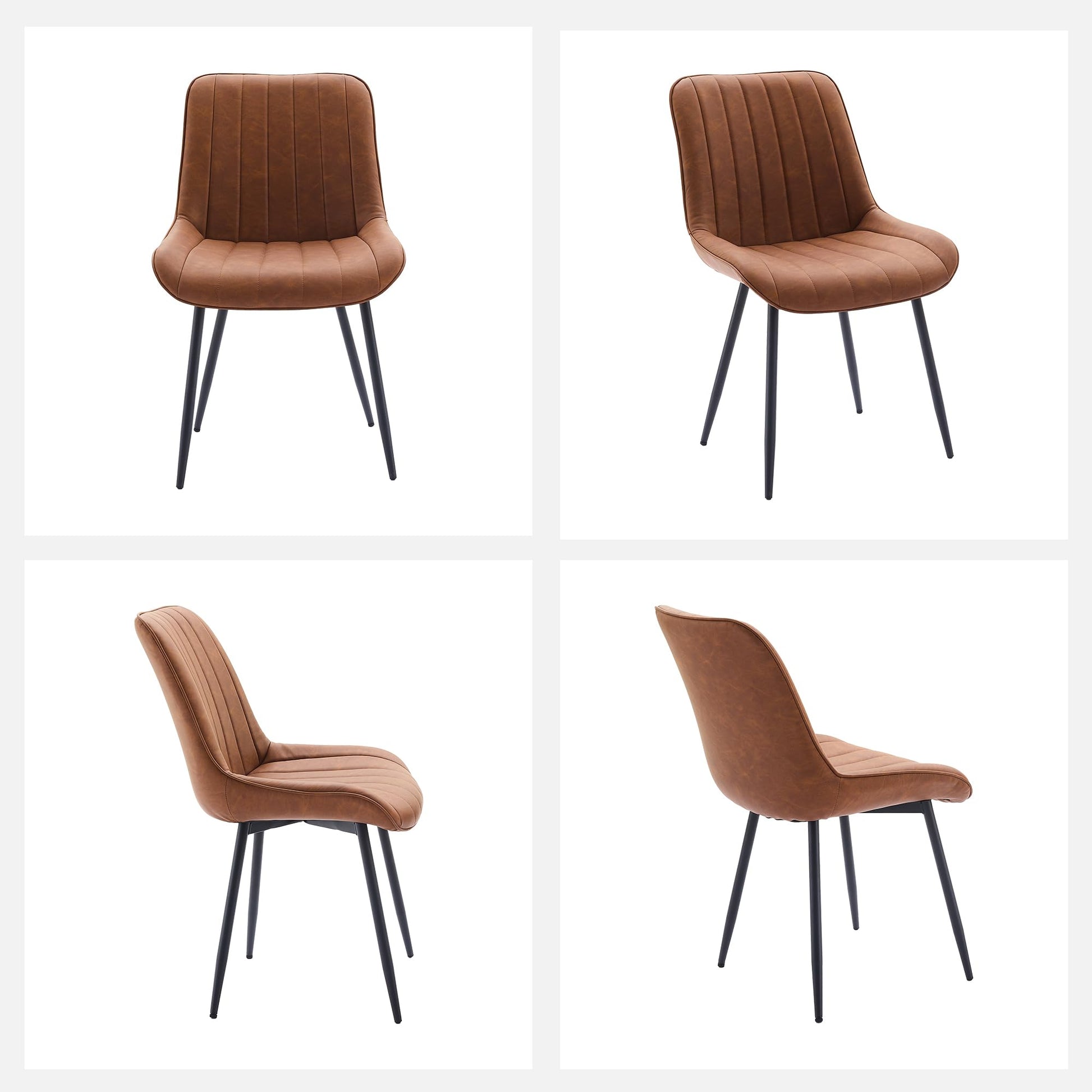 Ensemble de 2 chaises de salle à manger modernes Garvee, revêtues de cuir PU, pieds en métal, stables, confortables et polyvalentes, idéales pour la cuisine ou un café, couleur noire.