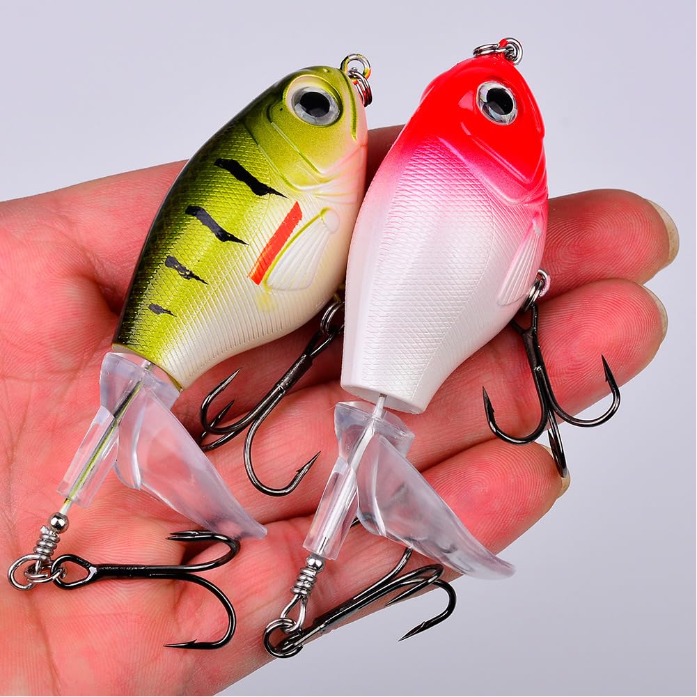 Ensemble de 5 leurres de surface Garvee, hameçons BKK, poppers pour eau douce et eau salée, 8 cm, 11,5 g, queue rotative