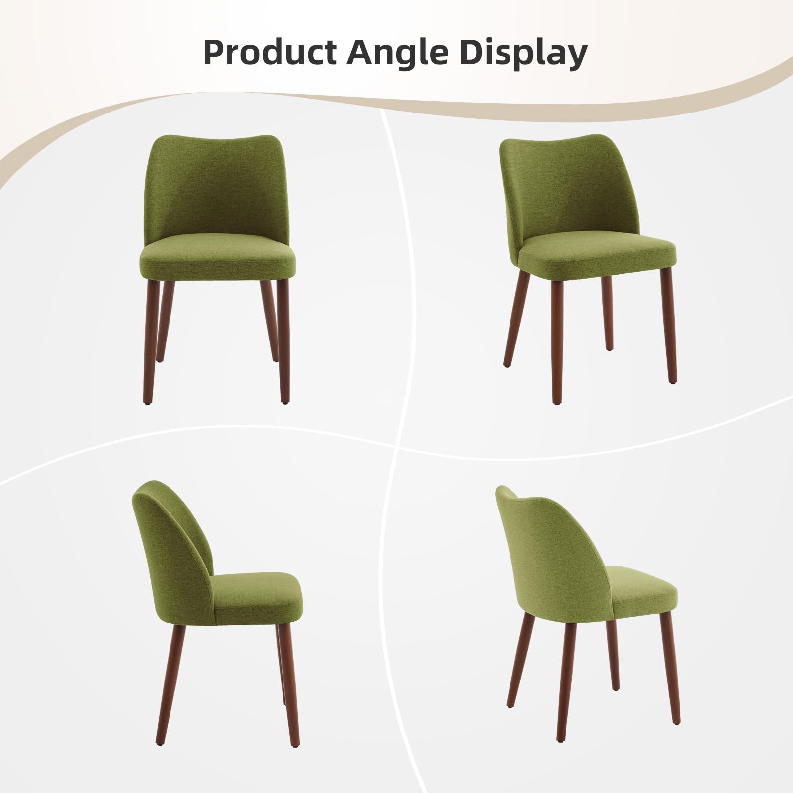Chaises de salle à manger Garvee, lot de 2, en tissu, avec assise rembourrée et pieds en bois, idéales pour la cuisine, les restaurants et les cafés. Hauteur : 78 cm. Style moderne mi-siècle, gris.
