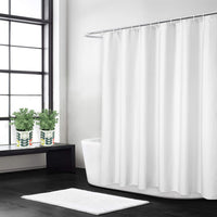 Rideau de douche Garvee en lin épais 240 g/m² blanc 180 x 200 cm style hôtel avec crochets pour salle de bain