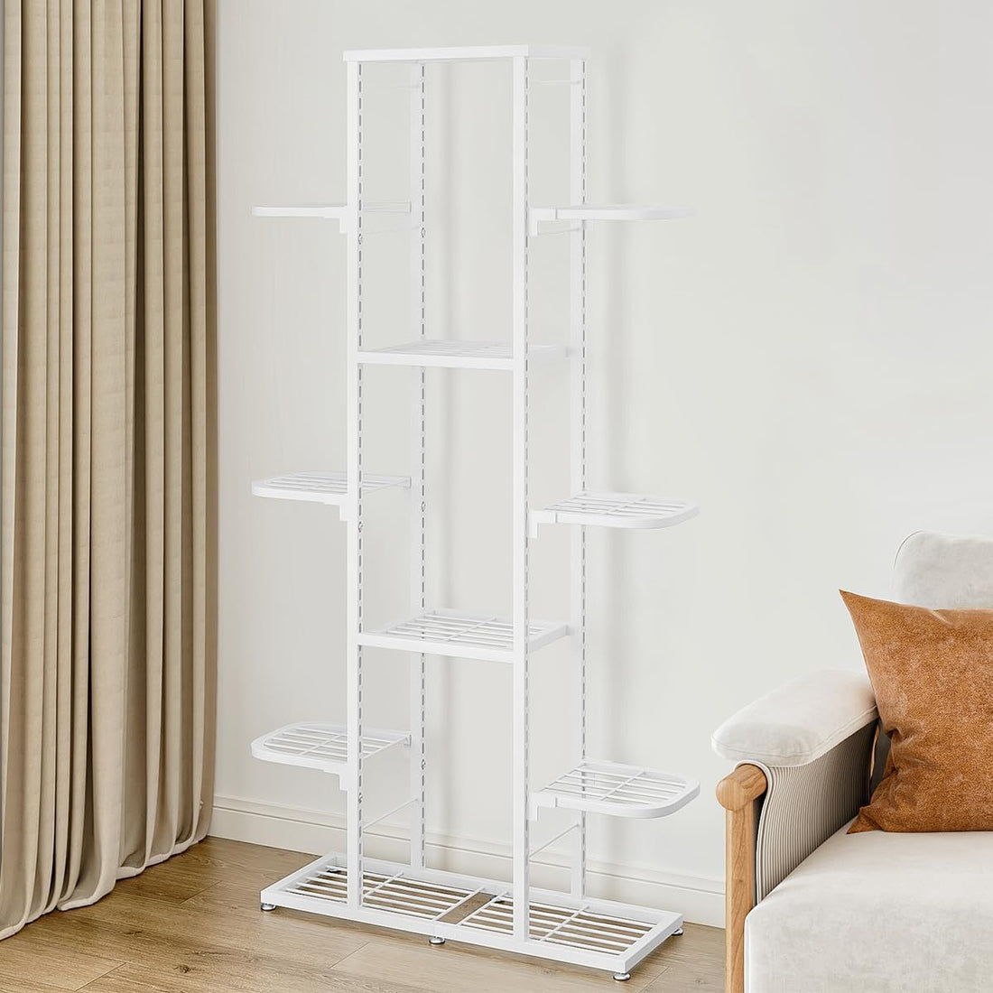 Garvee Support à plantes à 5 niveaux en métal avec pieds réglables, étanche, format d'angle pour salon et jardin, gain de place, multifonctionnel