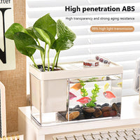 Kit de démarrage pour aquarium Garvee, petit aquarium avec trous d'aération, couleur crème, idéal pour bureau, salon ou appartement.