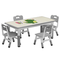Ensemble table et 4 chaises pour enfants Garvee, hauteur réglable, plateau à motifs graffiti, pieds antidérapants, idéal pour la maison et la maternelle.