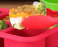 Plateau de congélation Garvee en silicone à 4 compartiments pour soupes, bouillons et sauces, 4 cubes avec couvercles, rouge