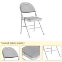 Ensemble de 2 chaises pliantes Garvee en similicuir, rembourrées, pliables, en métal, pour le bureau et le camping, pieds antidérapants, empilables