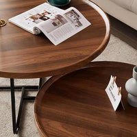 Ensemble de 2 tables basses gigognes Garvee rondes avec pieds antidérapants pour salon et bureau, 71 x 46 cm et 51 x 38 cm, marron