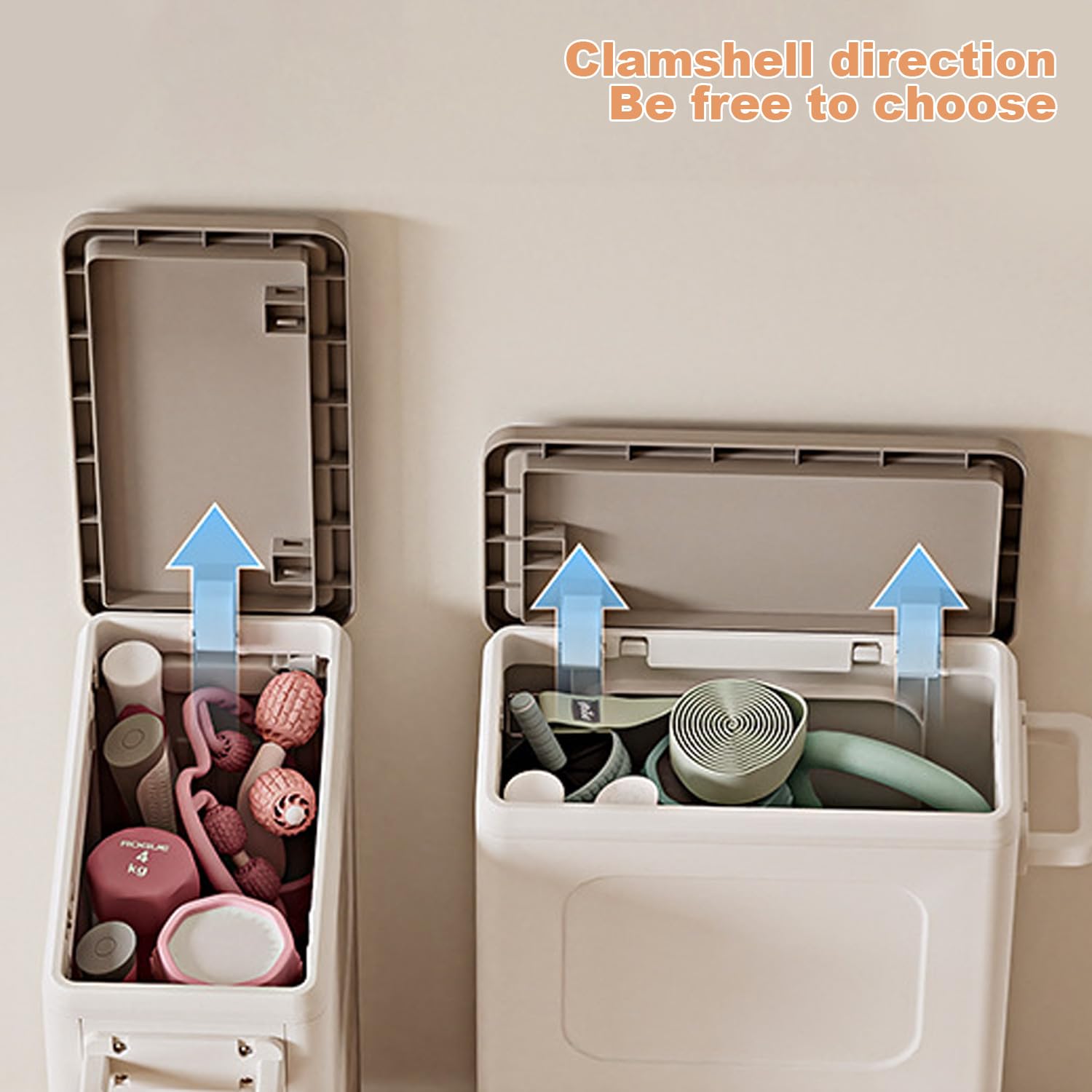 Panier à linge Garvee grand format 123 L avec couvercle et roulettes, pliable, en plastique PP résistant, pour la maison et la buanderie, 64 cm (L) x 40 cm (l) x 63 cm (H)