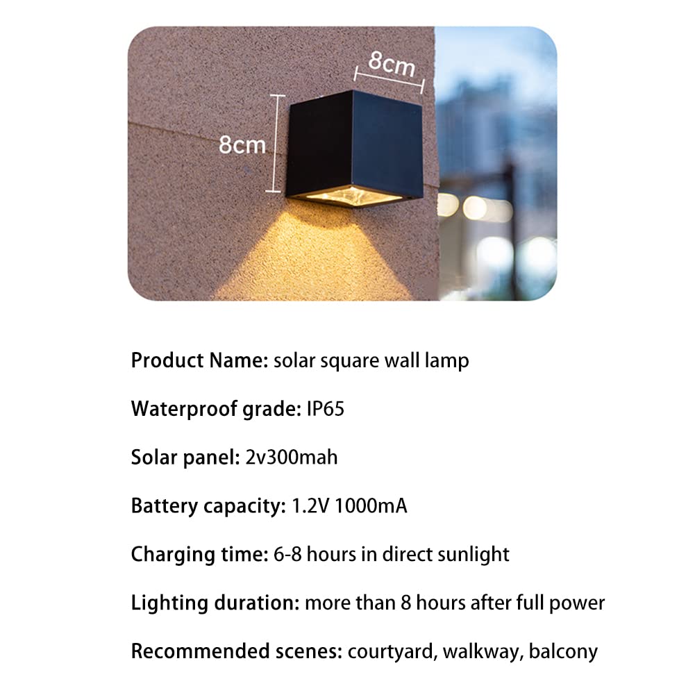 Garvee applique solaire murale à couleurs changeantes, étanche IP65, boîtier en aluminium, lumière RVB et chaude, sans fil, pour jardin et terrasse, Lumière chaude + lumière multicolore