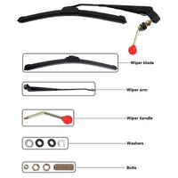 Kit d'essuie-glace manuel Garvee pour UTV Polaris Ranger/RZR, bras de 450 mm, balai sans cadre de 400 mm, métal et plastique, silencieux, usage tout-terrain