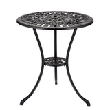Table bistro d'extérieur ronde Garvee 61 cm (24 po) en fonte avec trou pour parasol de 5 cm (2 po) pour balcon et jardin, noire