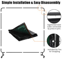 Écran de soudage Garvee à 3 panneaux de 1,8 x 1,8 m avec cadre en acier et PVC transparent pour ateliers et garages, vert, ignifugé, portable