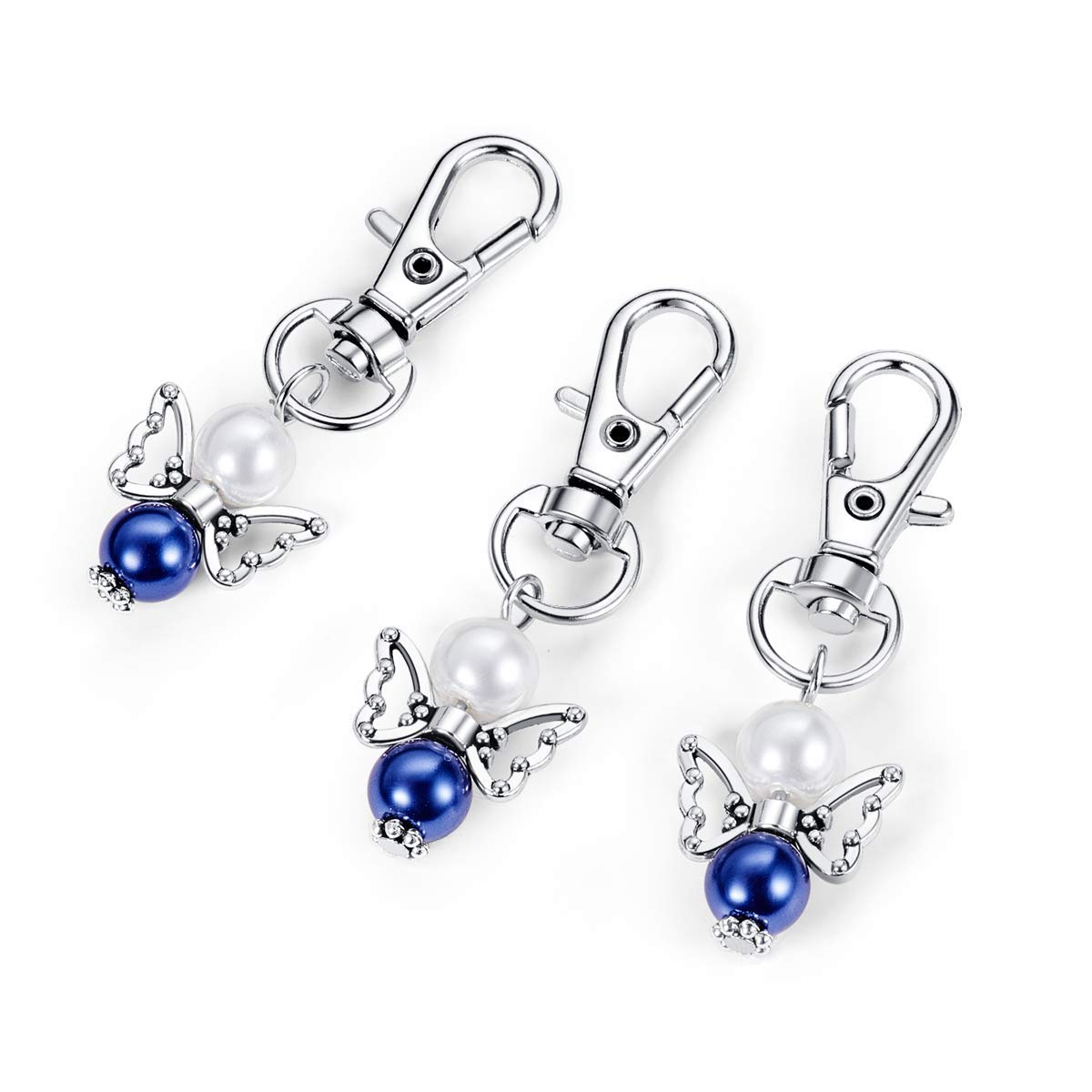 Ensemble de 20 porte-clés ange gardien Garvee avec perles, alliage de zinc, pochette en organza, idéal pour une baby shower ou un mariage, 5,3 cm, transparent