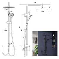 Colonne de douche GARVEE Rain Shower sans accessoires – Colonne de douche ronde en acier inoxydable noir 25 cm